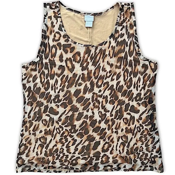 Chico's Cheetah Print Mesh Sleeveless Top | Chico's Animal Print Top Size Large - Picture 10 of 12